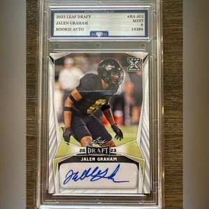 Autographed Graded MINT 9 ~ 2023 Leaf Draft #BA-JG1 Jalen Graham (AU, RC) 49ers